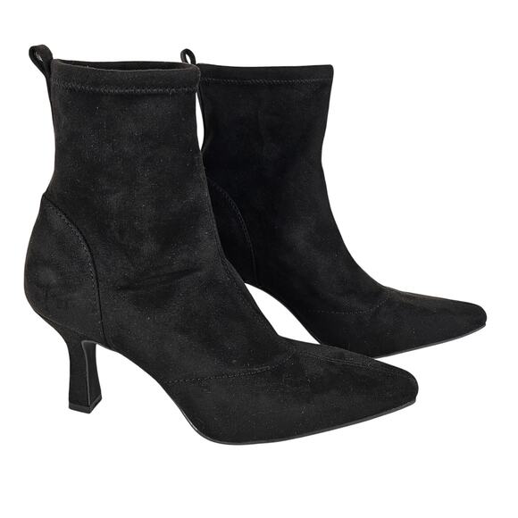 WORTHINGTON WOMEN’S ANKLE BOOTS – SIZE 7½M – BLACK SUEDE-LIKE – 3" HEEL - Picture 1 of 9